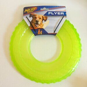 NWT NERF Dog Tire Flyer Frisbee Translucent Green Summer Outdoor Pets Hasbro NEW